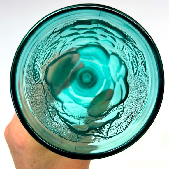 Vintage 1980s stamped France turquoise  stemmed set of 6 water goblets by Lumin… - Picture 8 of 8